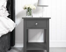 Bild von Harper Grey Solid Wood 1 Drawer Bedside Table