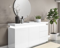 Bild von Vivienne White High Gloss Sideboard with LED Lighting