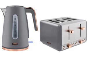 Bild von Tower Cavaletto Jug Kettle & 4 Slice Toaster Set – Grey & Rose Gold