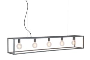 Bild von QAZQA Industrial hanging lamp gray 5-light – Cage