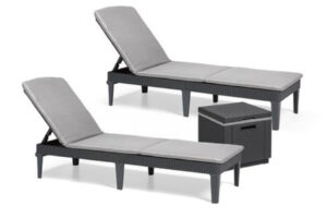 Bild von San Antonio Twin Loungers   Ice Box Side Table   Cool Grey