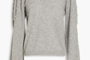 Bild von Autumn Cashmere Faux Pearl-embellished Cashmere Sweater – Gray – Autumn Cashmere Knitwear