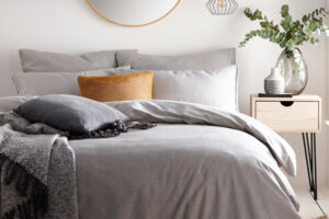 Bild von furn. The Linen Yard Claybourne Mélange 100% Cotton Duvet Cover Set – Grey – Super King