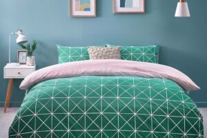 Bild von furn. Spectrum Geometric Duvet Cover Set – Blush/- Green – King