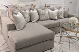 Bild von Kiara Mink Velvet Sofa Collection With Brass Studs, 3 Seater Footstool