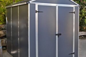 Bild von Palram Sheds Palram Canopia Rubicon Plastic Apex Shed in Dark Grey 6 x 8