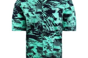 Bild von Timberland Stretch Mens Green Floral Summer Shirt – Size Medium